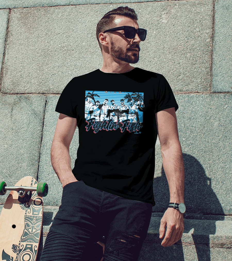 Miami Fightin' Fish Baseball Team Palm Trees T-Shirt
