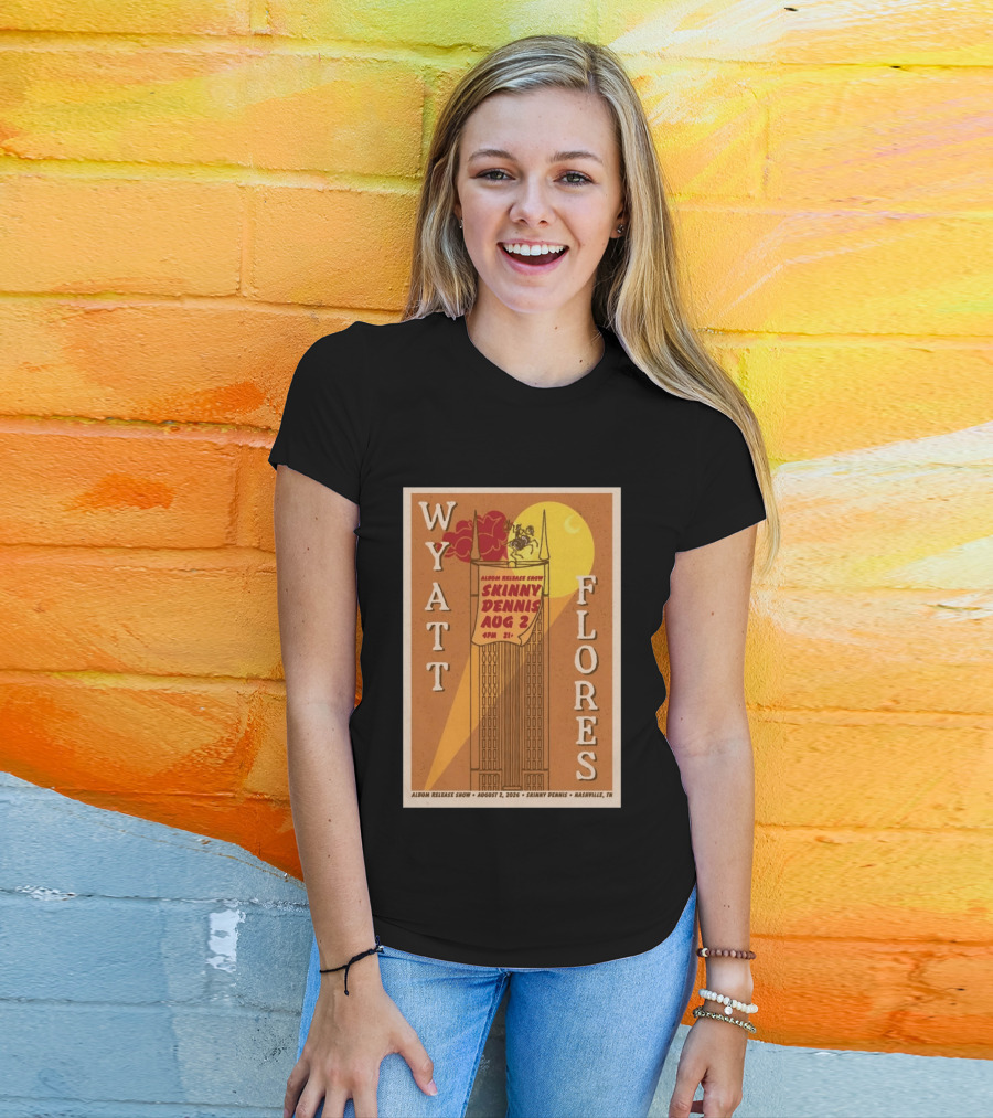Wyatt Flores Album Release Show Skinny Dennis August 2 2026 Nashville TN T-Shirt