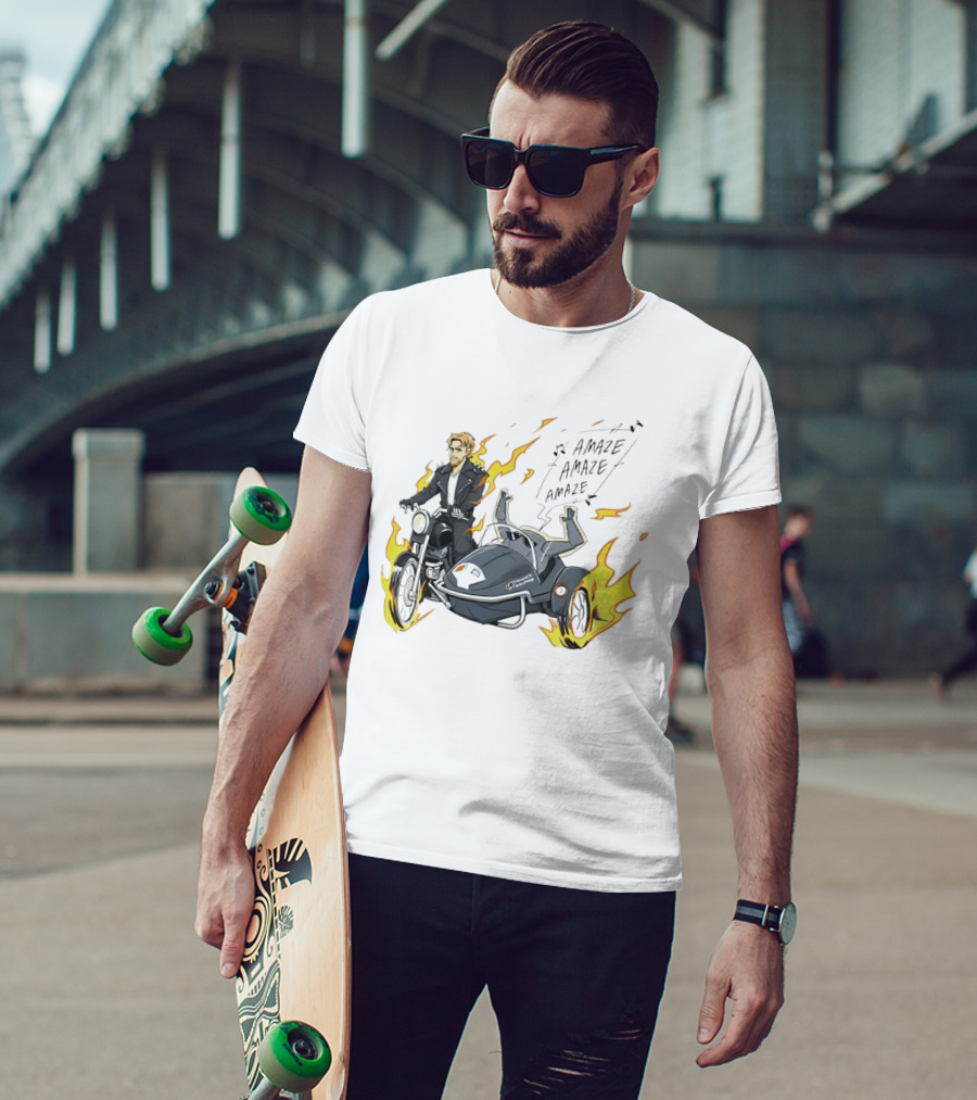 Amaze Amaze Amaze Ghost Rider Motorcycle Sidecar Flames T-Shirt