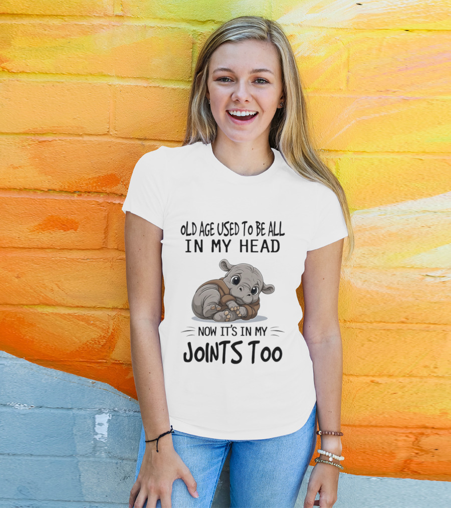 Old Age Used To Be All In My Head Now It's In My Joints Too Cute Hippopotamus T-Shirt