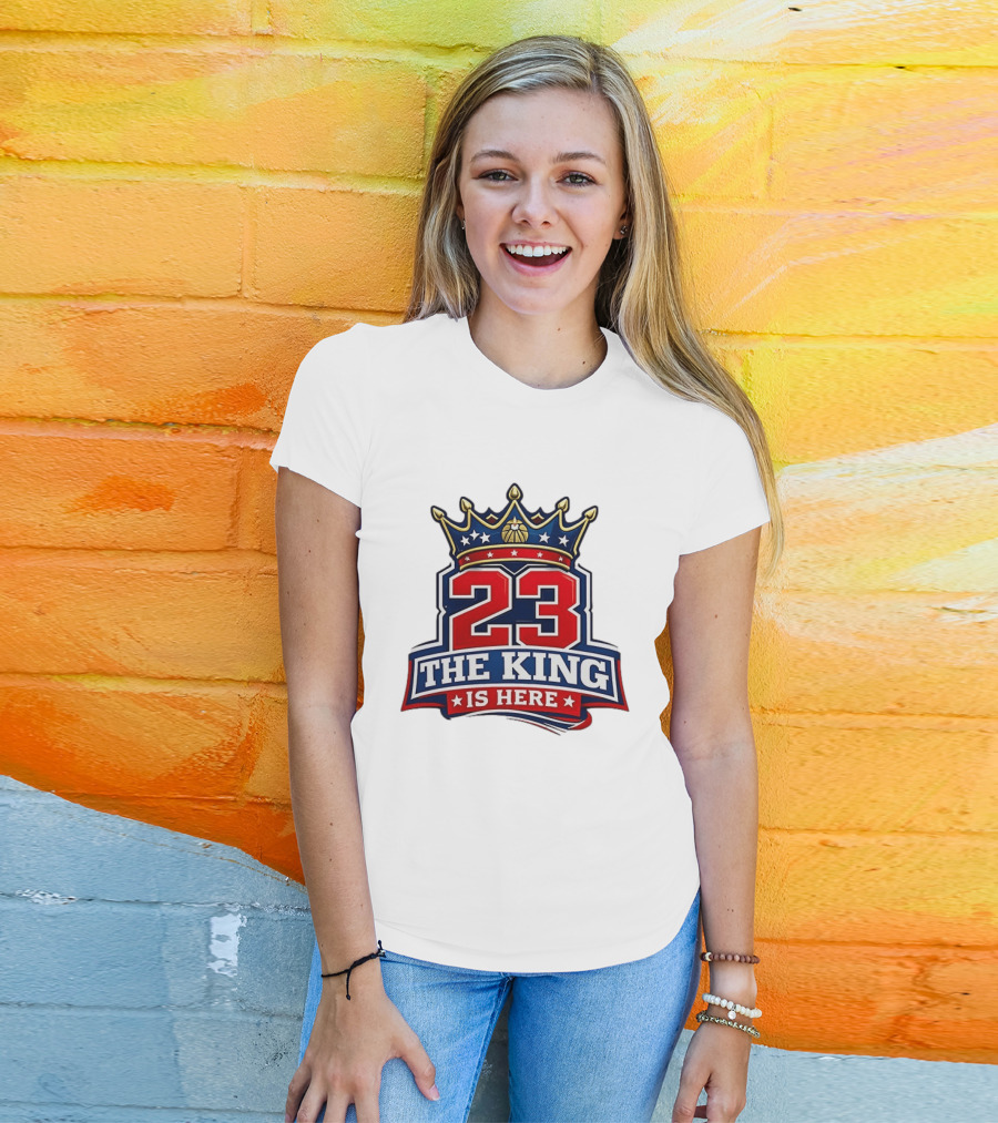 LeBron James 23 The King Is Here Crown Philadelphia 76ers NBA T-Shirt