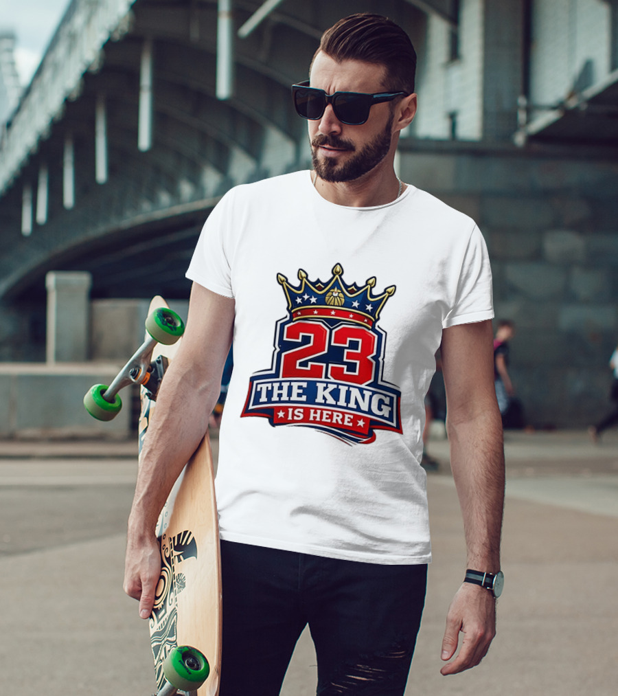 LeBron James 23 The King Is Here Crown Philadelphia 76ers NBA T-Shirt