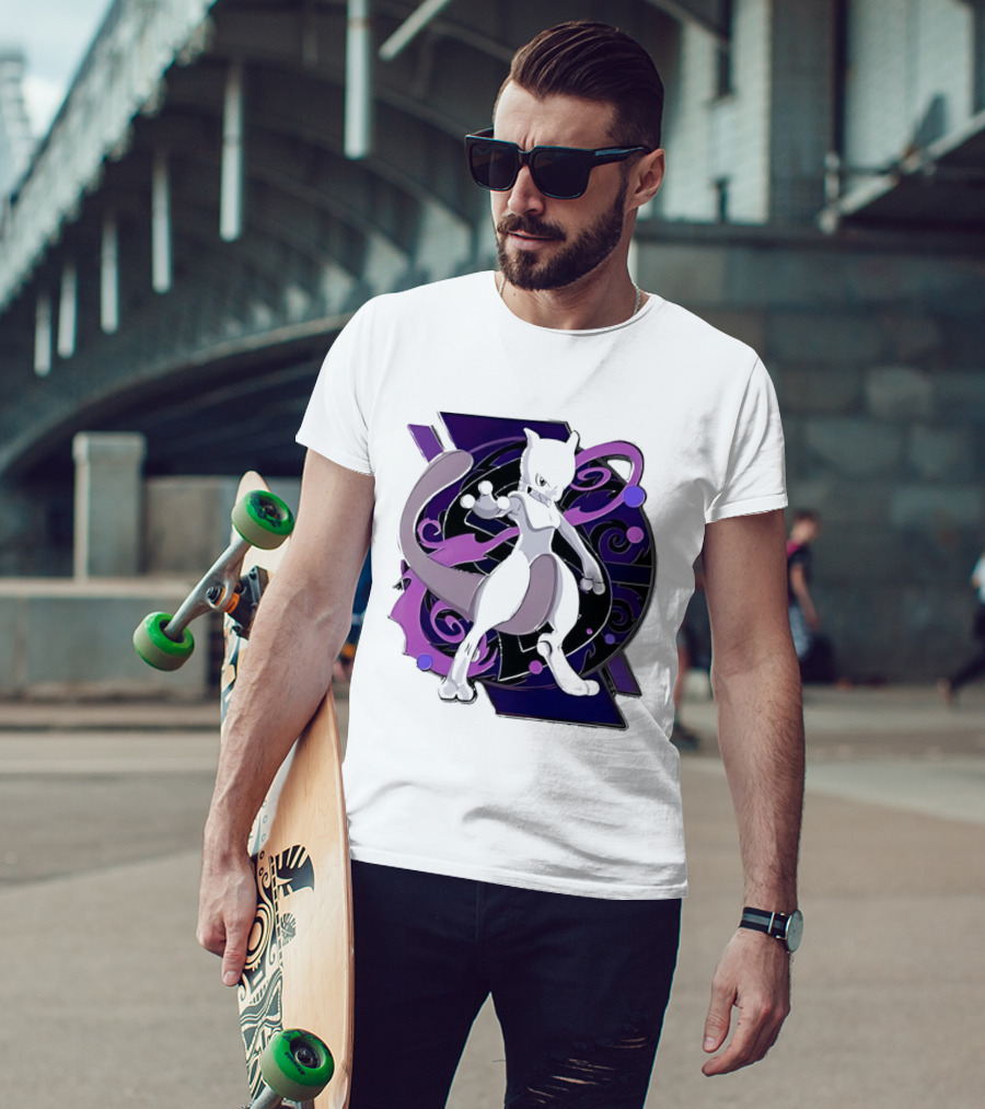 Pokemon Mewtwo Psychic Power Strike Dynamic Pose T-Shirt
