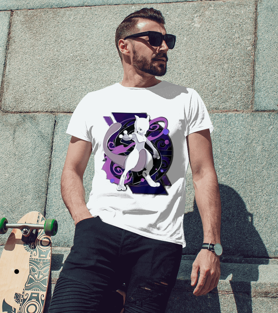 Pokemon Mewtwo Psychic Power Strike Dynamic Pose T-Shirt