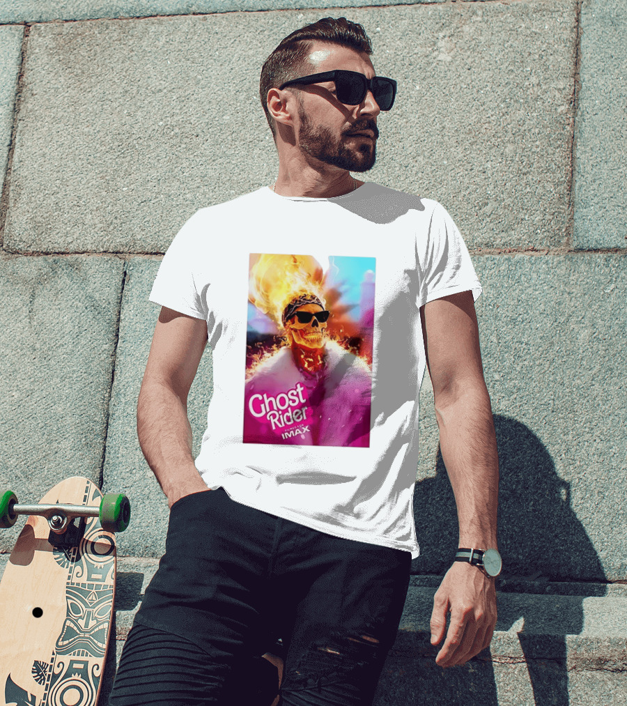 Ghost Rider Filmed For IMAX Flaming Skull T-Shirt