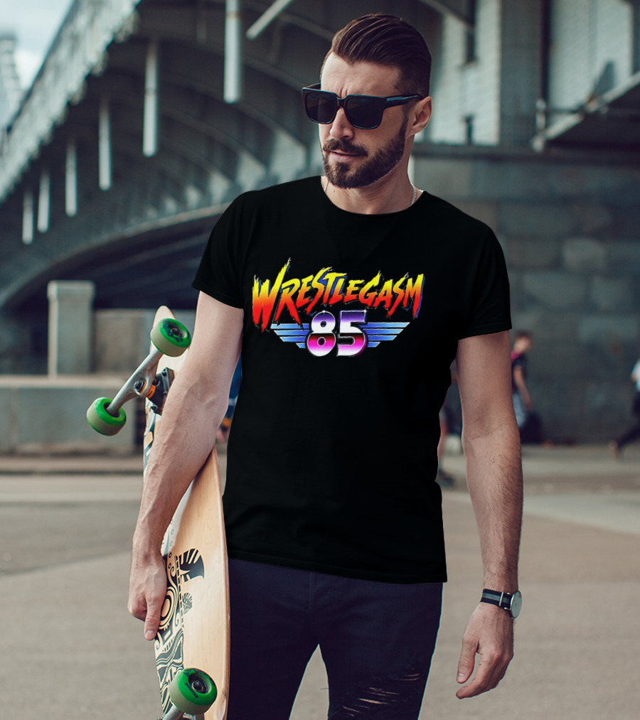 Barrett Pfeiffer Wrestlegasm 85 Retro Style Font Winged T-Shirt