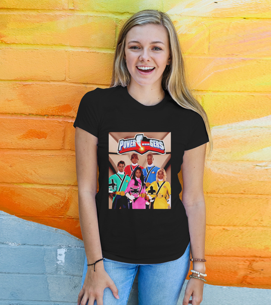 Power Rangers Samurai Team Red Green Pink Yellow Blue Characters T-Shirt