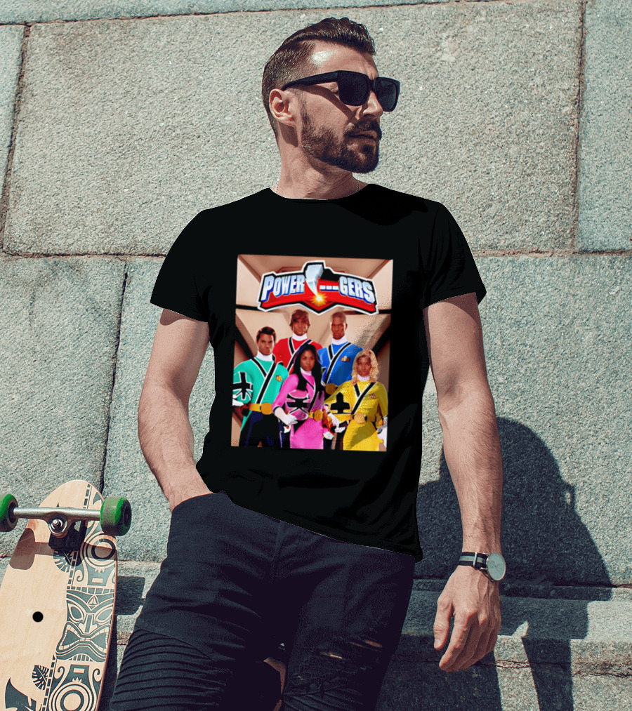 Power Rangers Samurai Team Red Green Pink Yellow Blue Characters T-Shirt