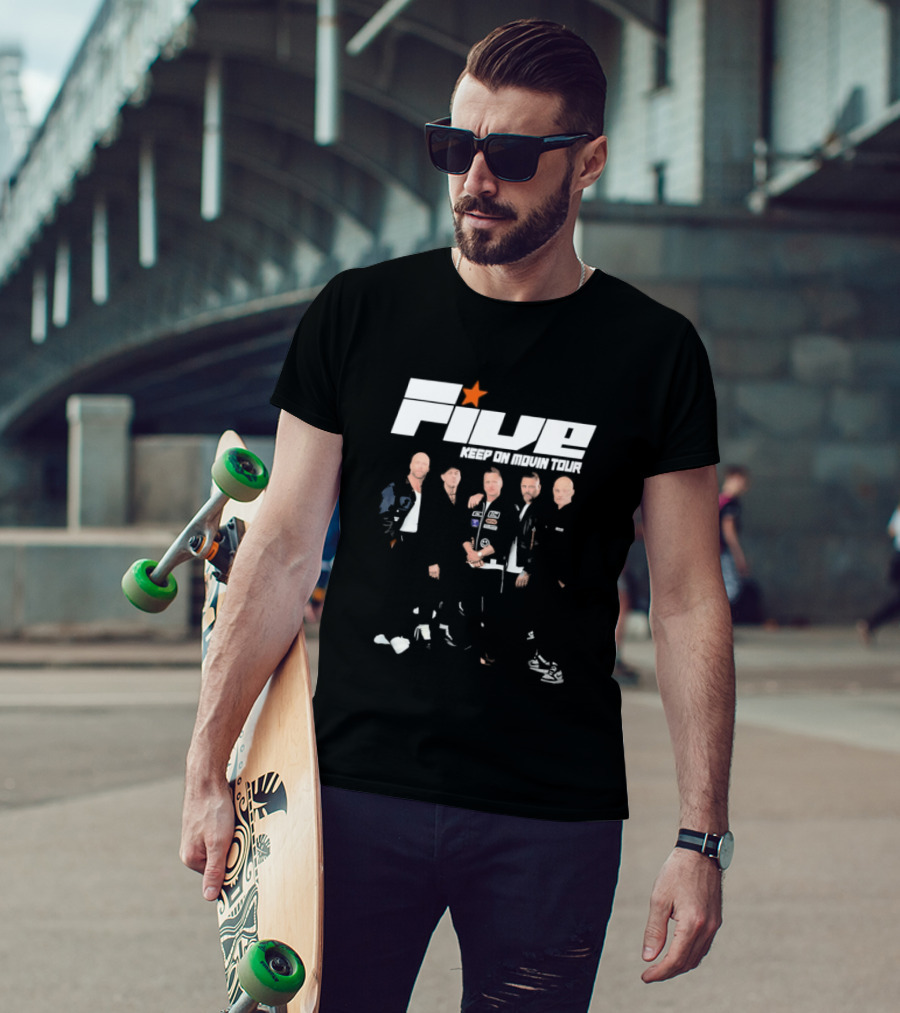 Five Keep On Movin Tour 90s Boyband Nostalgia Star T-Shirt