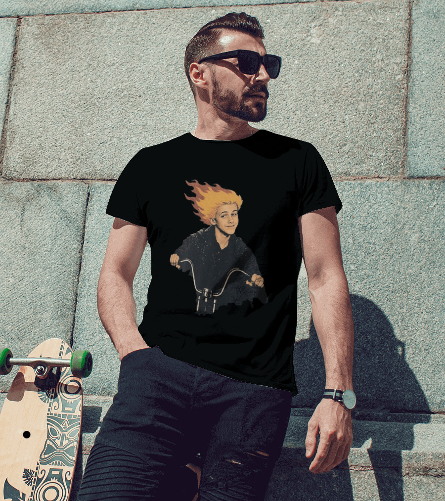 Ghost Rider Comic Style Motorcycle Flame Rider T-Shirt