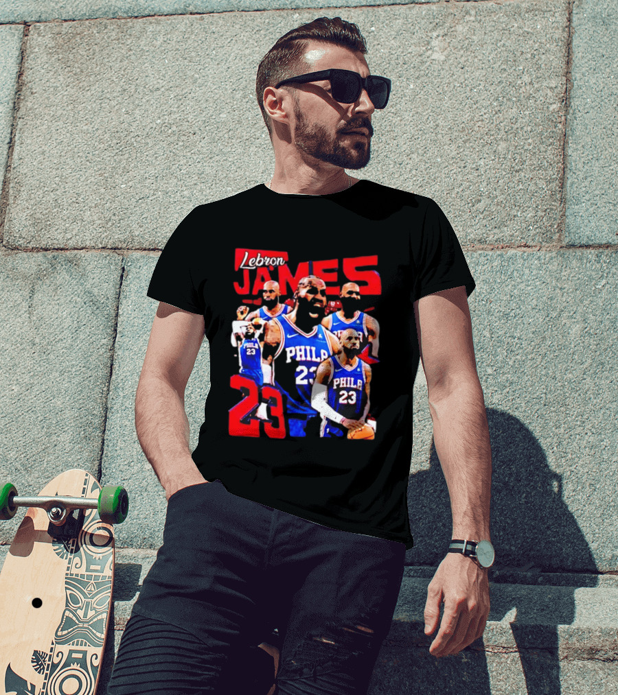 LeBron James No 23 Philadelphia 76ers Collage Legends T-Shirt
