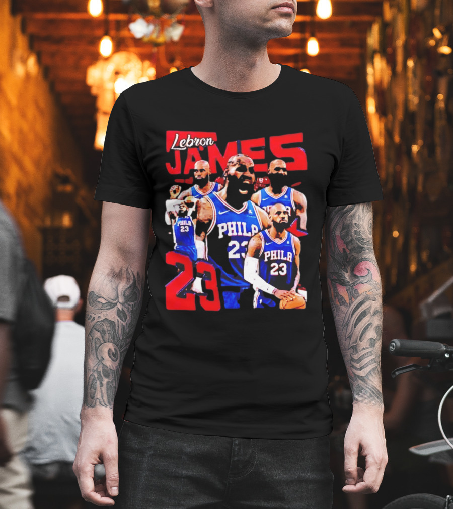 LeBron James No 23 Philadelphia 76ers Collage Legends T-Shirt