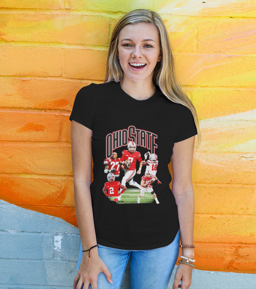 Ohio State Football Collage Featuring Harrison Jr And Star Players T-Shirt