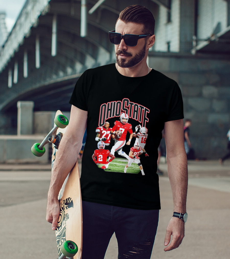 Ohio State Football Collage Featuring Harrison Jr And Star Players T-Shirt