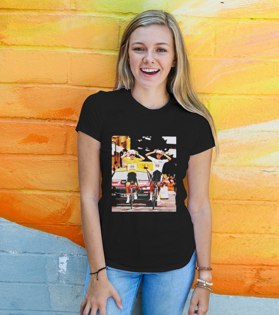 Tadej Pogačar Isaac Del Toro UAE Team Emirates Cycling Skoda Tour Celebratory Finish T-Shirt