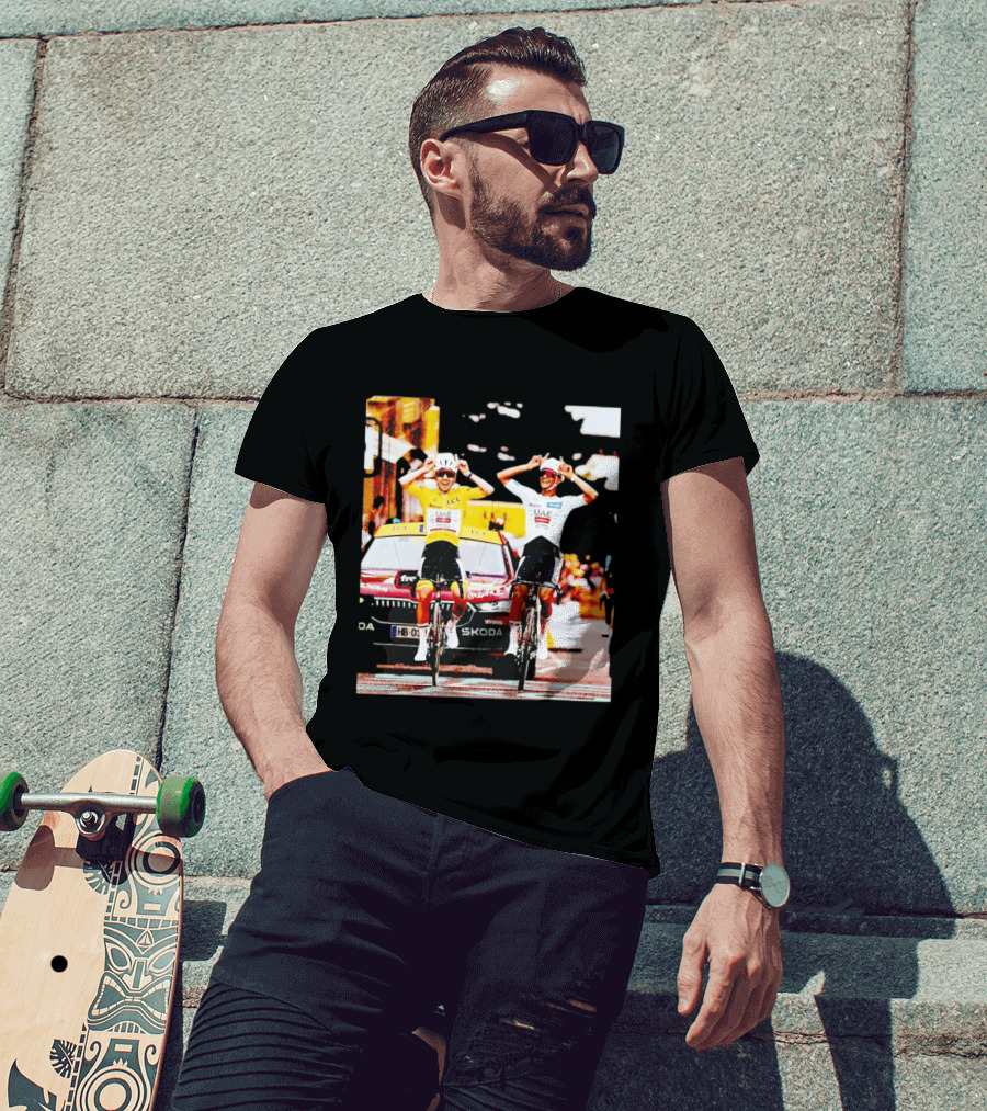 Tadej Pogačar Isaac Del Toro UAE Team Emirates Cycling Skoda Tour Celebratory Finish T-Shirt