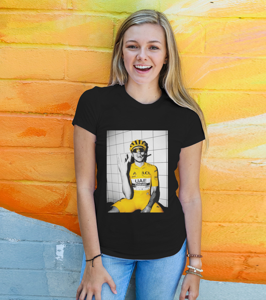 Tadej Pogačar UAE Emirates LCL Yellow Jersey Cycling Champion T-Shirt