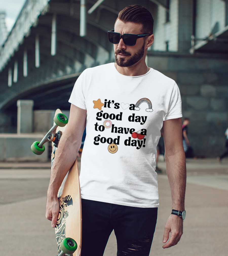 It's A Good Day To Have A Good Day Star Heart Rainbow Cherries Smiley T-Shirt