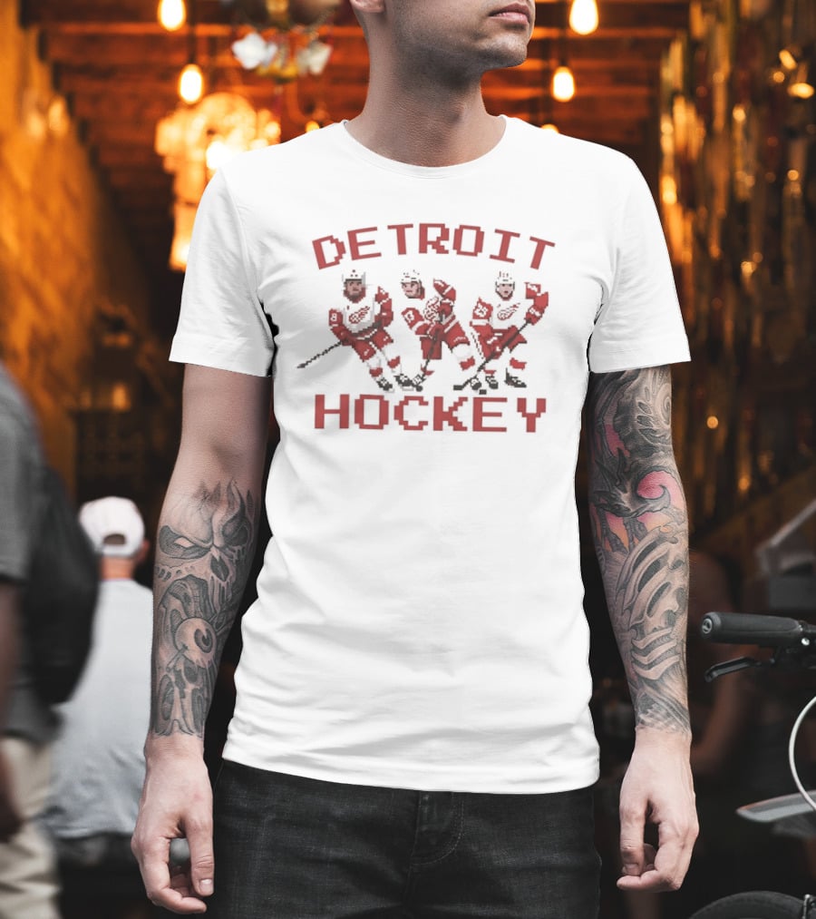 Detroit Red Wings Hockey Pixel T-Shirt