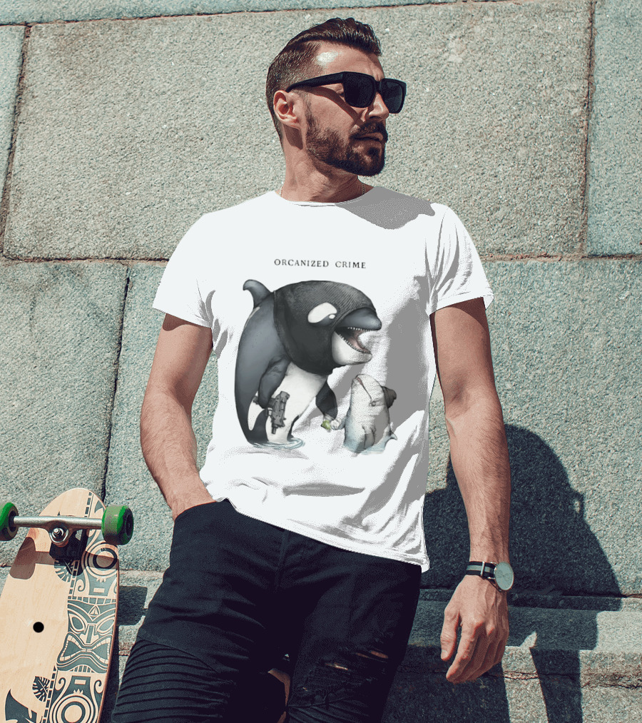 Orcanized Crime Dolphin 2026 Gun And Fish Transaction T-Shirt