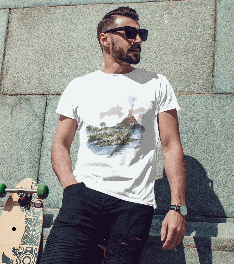 Lava Flow Volcano Tropical Island Creative T-Shirt