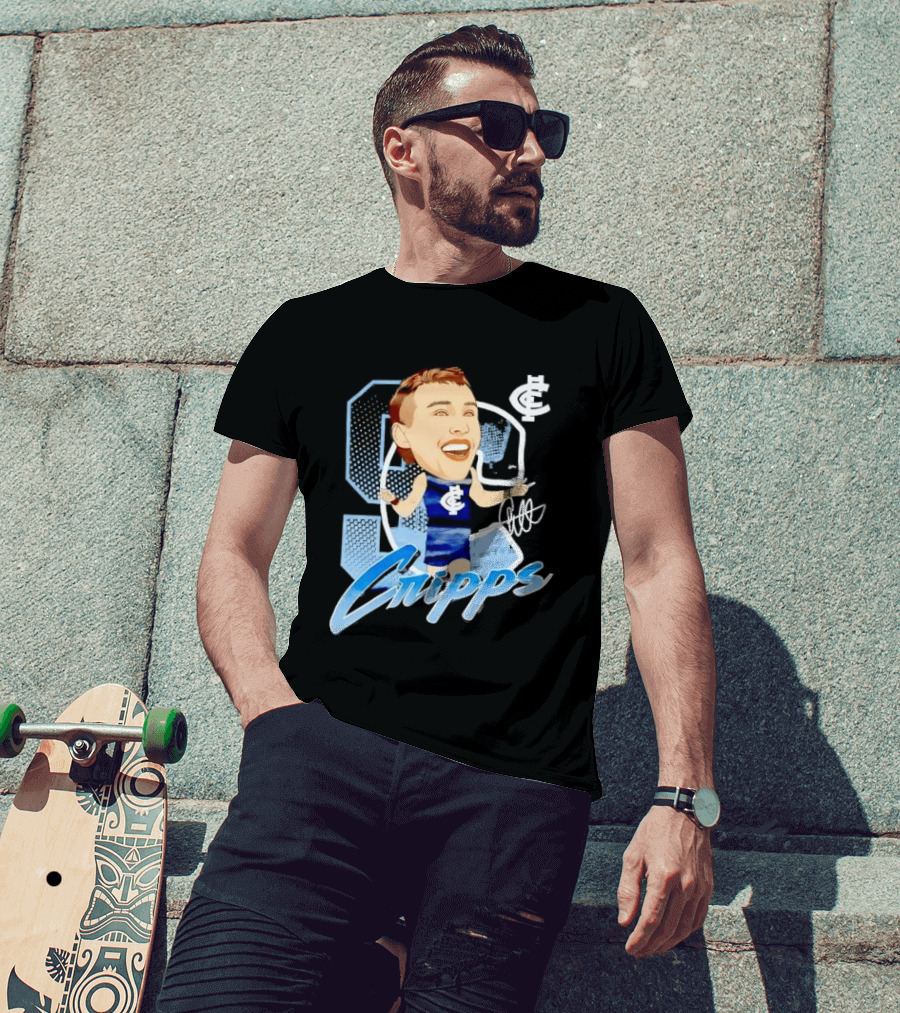 Carlton FC Patrick Cripps Caricature With Signature T-Shirt