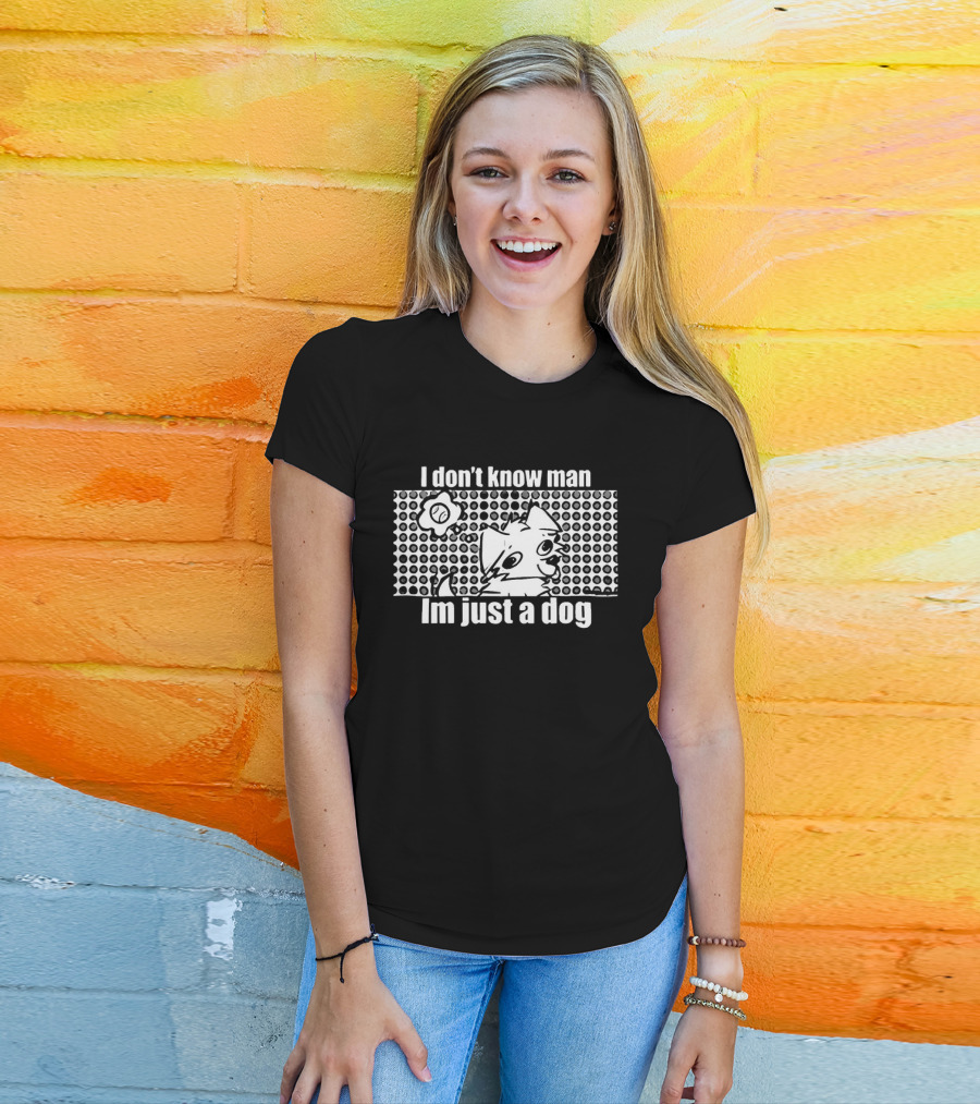 I Don't Know Man I'm Just A Dog Polka Dot Cartoon Face Flower T-Shirt