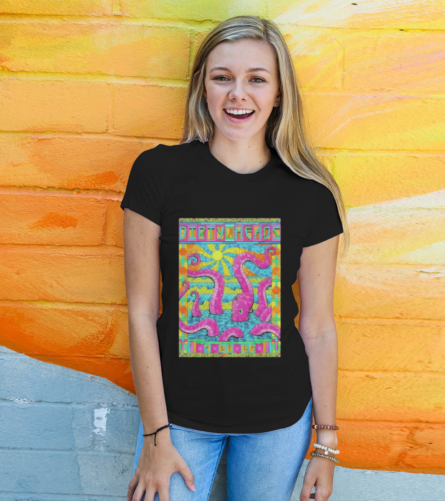 Dirty Heads Grand Rapids MI Acrisure Amphitheater July 28 2026 Psychedelic Octopus Sunburst T-Shirt