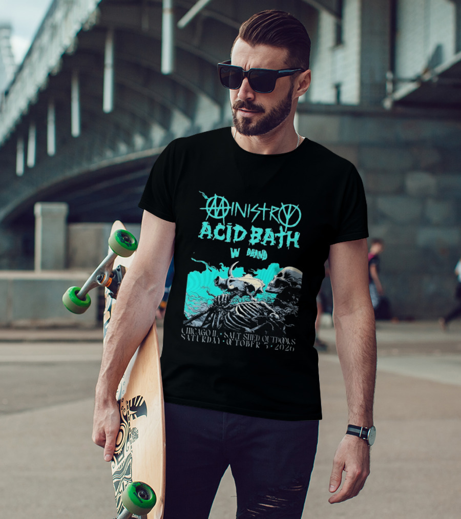 Ministry X Acid Bath Windhand Chicago IL Salt Shed Outdoors October 3 2026 Skeletons And Sea Monster T-Shirt