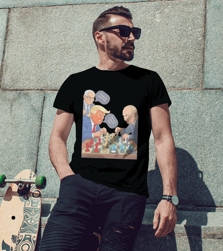 Political Chess Game Trump Putin World Leaders Cartoon T-Shirt