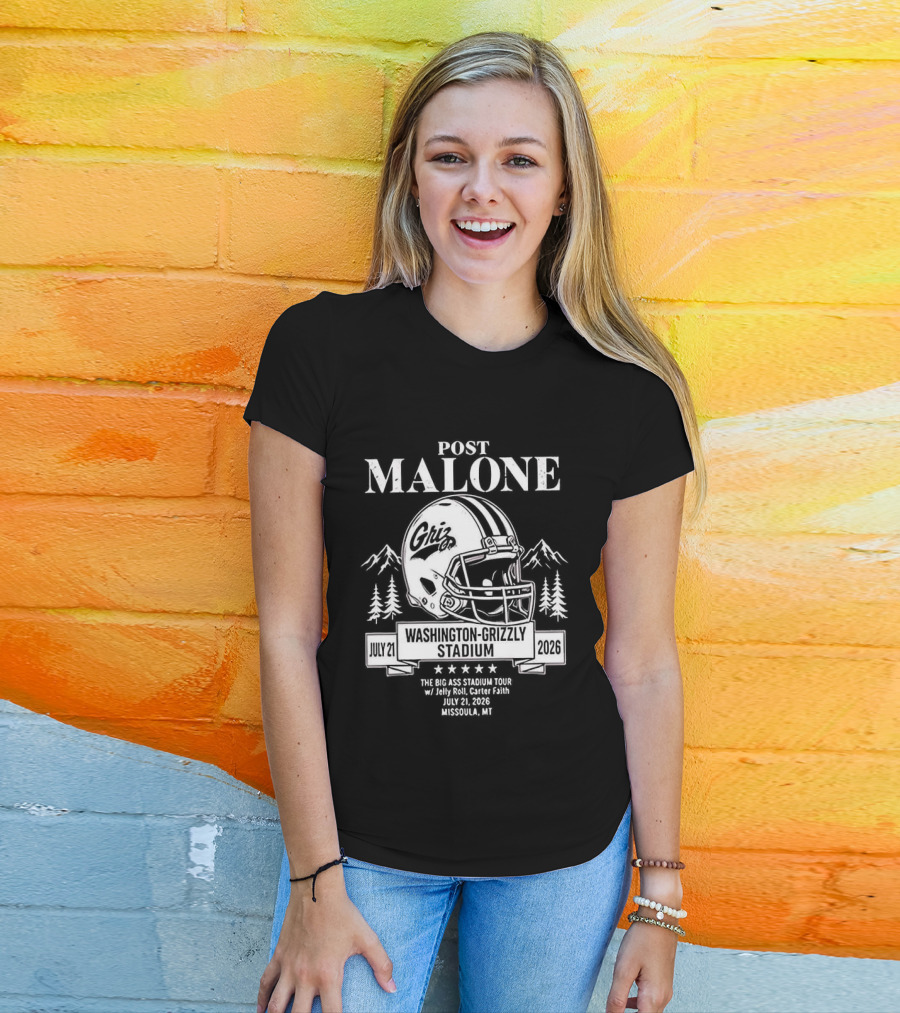 Post Malone Washington Grizzly Stadium Tour 2026 Montana Grizzlies Missoula July 2 T-Shirt