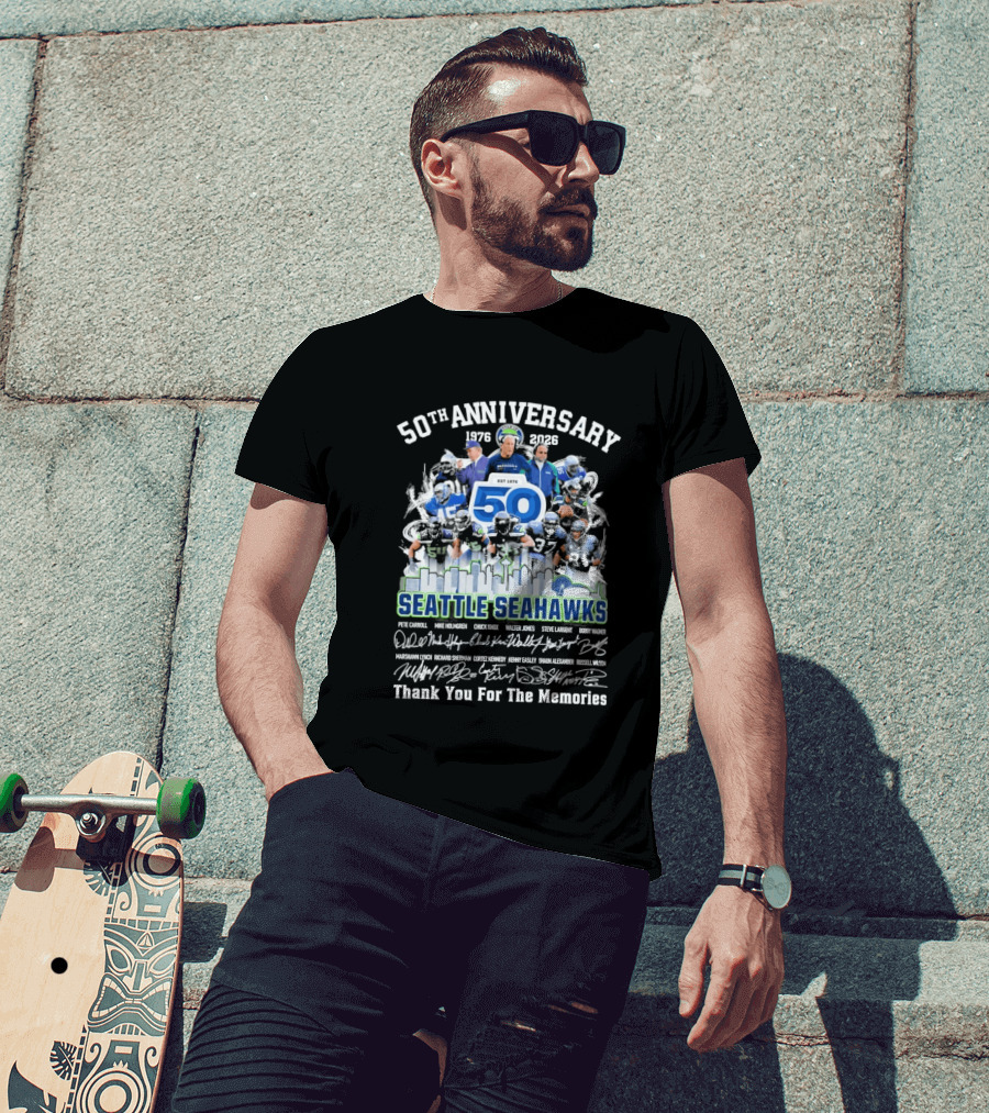 Seattle Seahawks 50th Anniversary 1976 2023 Thank You For The Memories T-Shirt