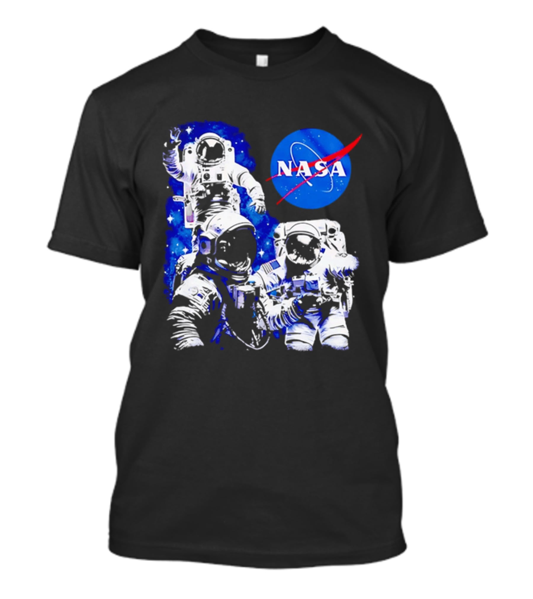 NASA Space Exploration Three Astronauts Floating In Deep Space T-Shirt