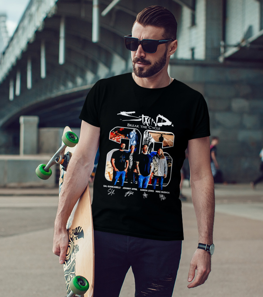 Staind Break The Cycle 25 Sal Giancarelli Johnny April Aaron Lewis Mike Mushok T-Shirt