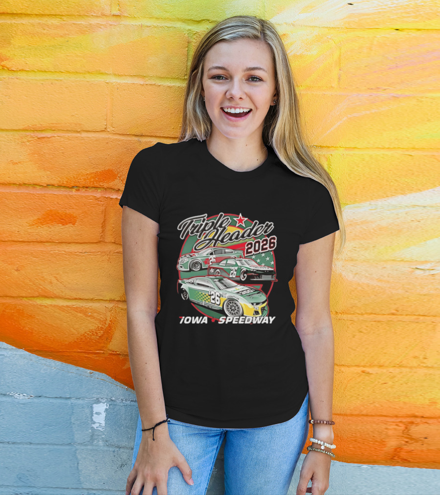 Triple Header 2026 Iowa Speedway Racing Cars Stars T-Shirt