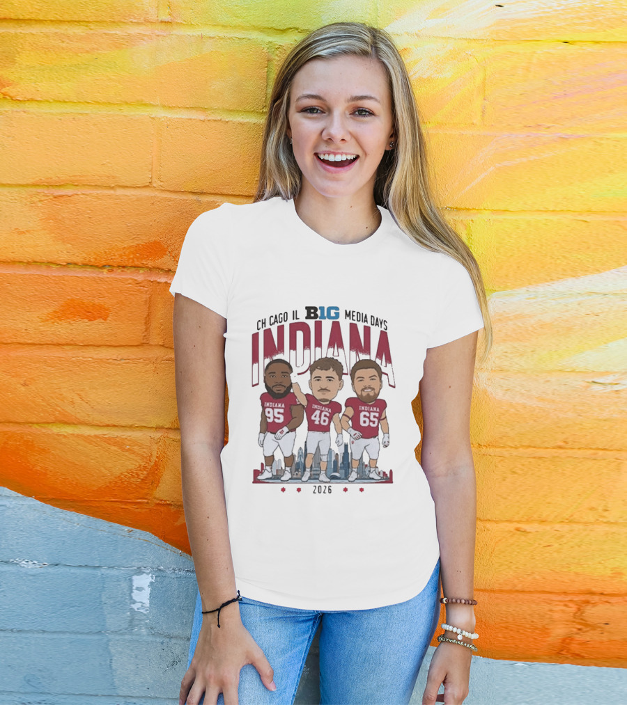 Indiana Hoosiers Big Ten Media Days 2026 Chicago Player Caricature T-Shirt