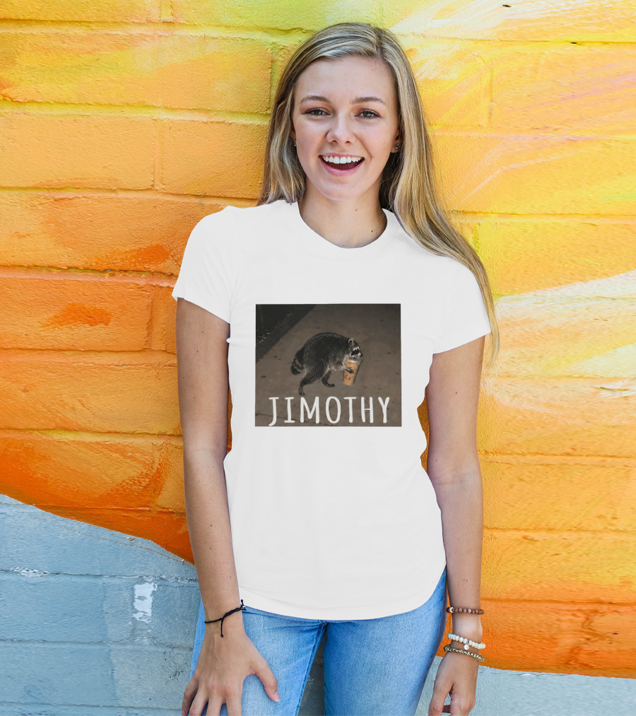 Jimothy Raccoon Carrying Iced Coffee Meme Animal Lover T-Shirt
