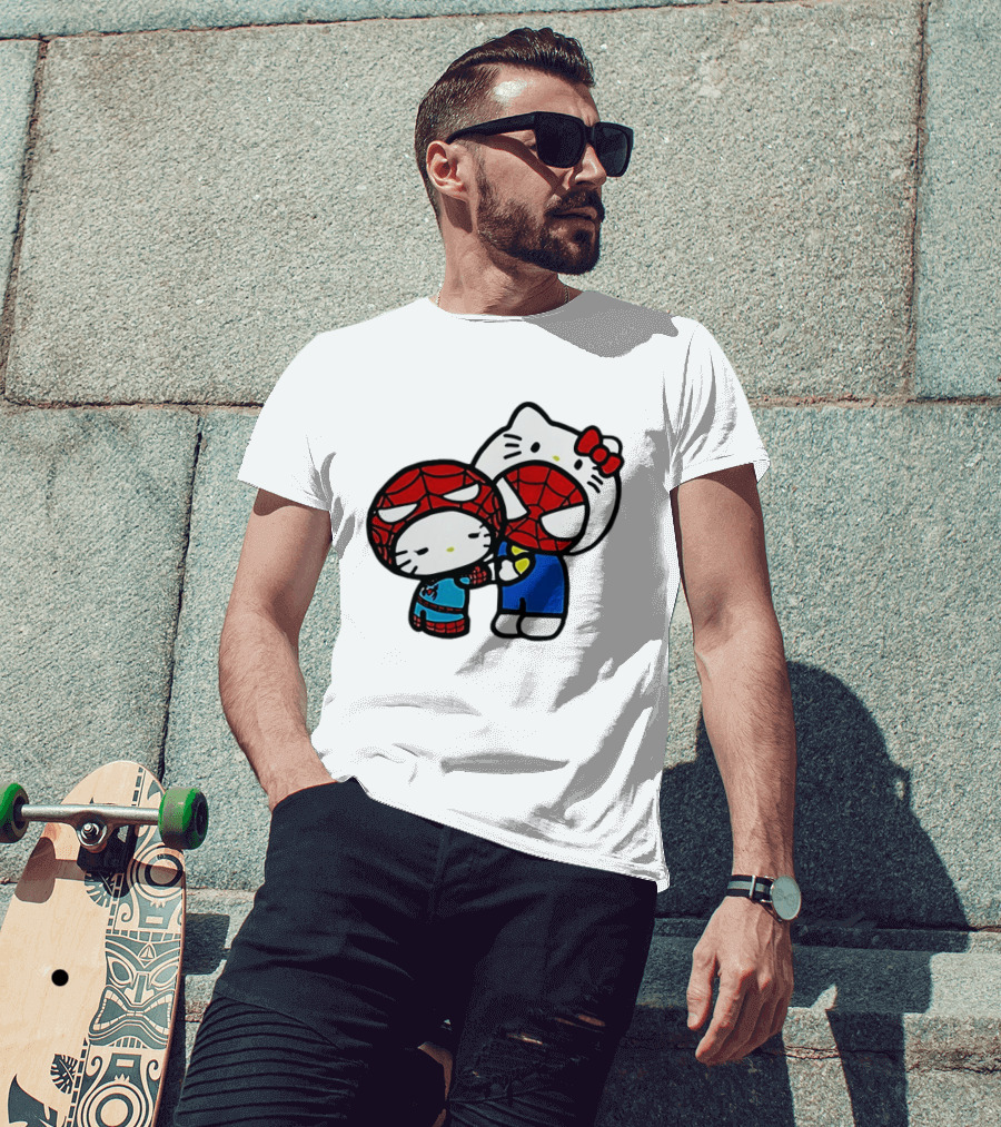 Kitty Hug Spider Man Mask Cute T-Shirt