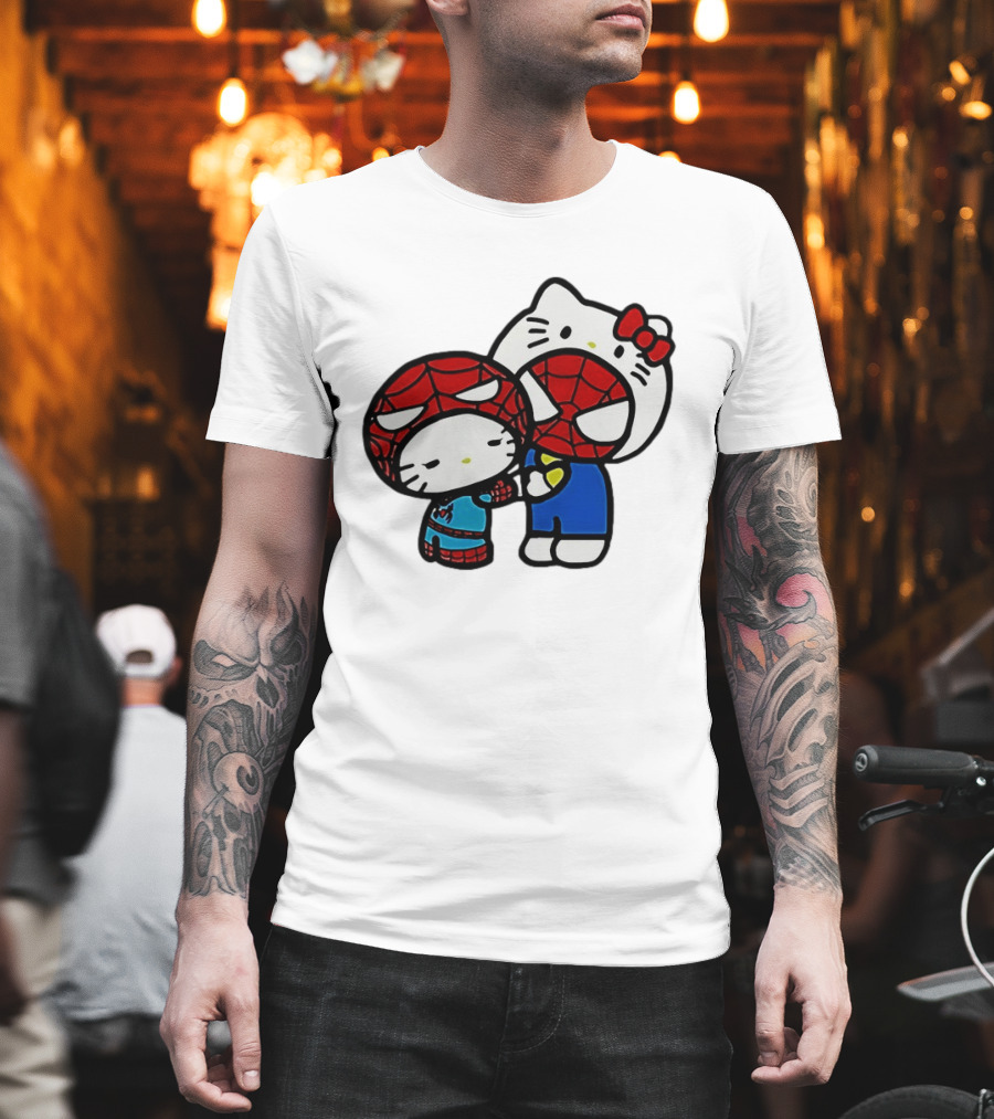 Kitty Hug Spider Man Mask Cute T-Shirt
