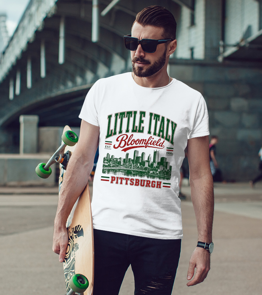 Little Italy Bloomfield Pittsburgh Est. 1900s Skyline Heritage T-Shirt