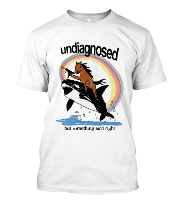 Undiagnosed Horse Riding Orca But Something Ain't Right Gun Rainbow T-Shirt