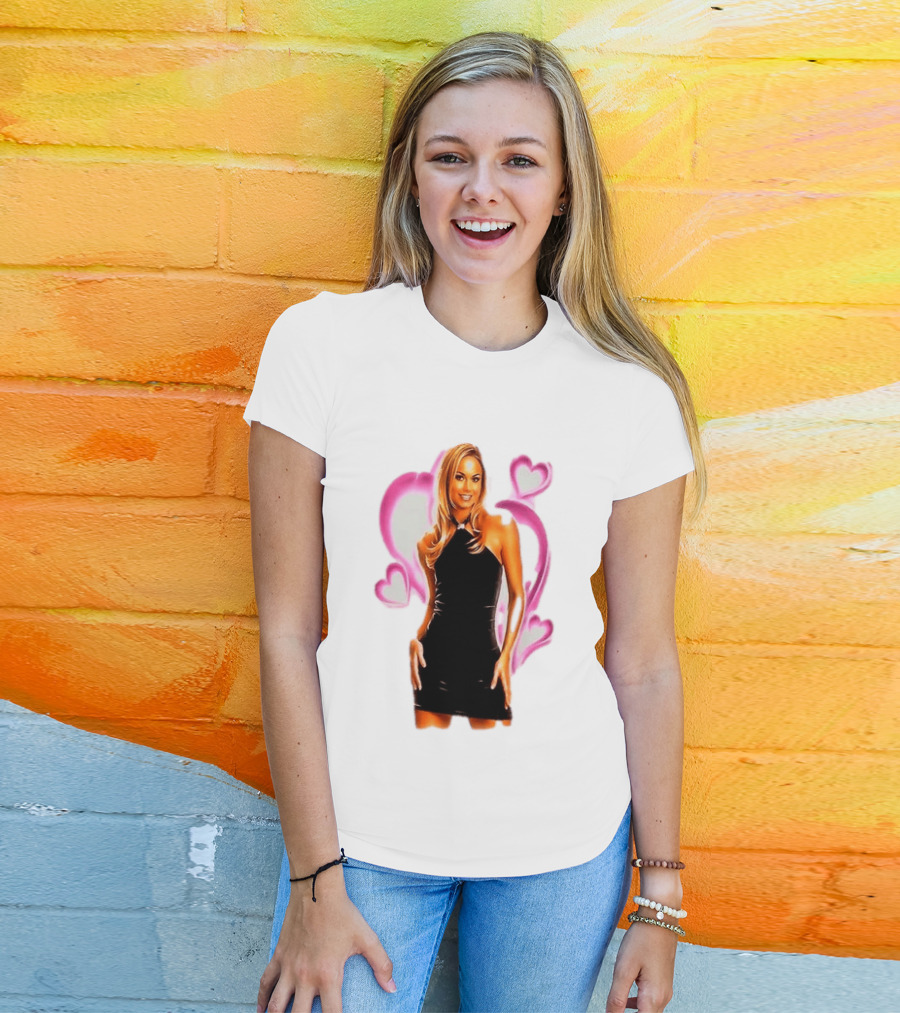 WWE Stacy Keibler Pink Hearts Glamorous Pose T-Shirt