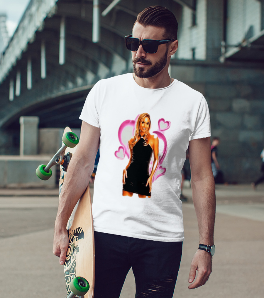 WWE Stacy Keibler Pink Hearts Glamorous Pose T-Shirt