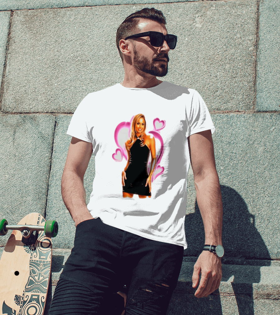 WWE Stacy Keibler Pink Hearts Glamorous Pose T-Shirt