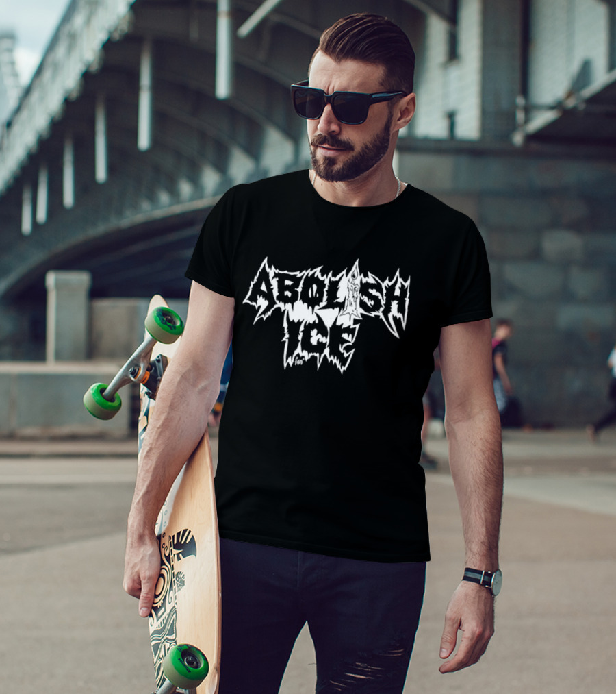Abolish Ice Metal Font Spiky T-Shirt