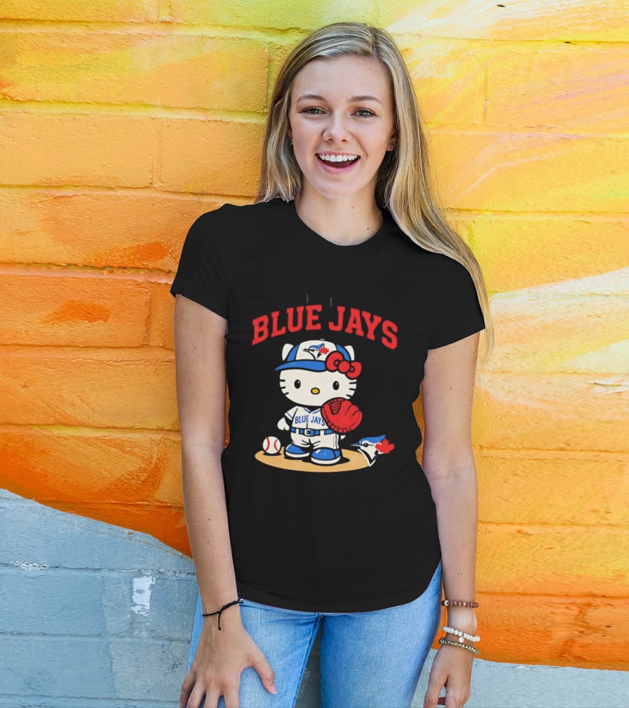 Hello Kitty Toronto Blue Jays Collaboration Baseball Cute Character Merchandise T-Shirt