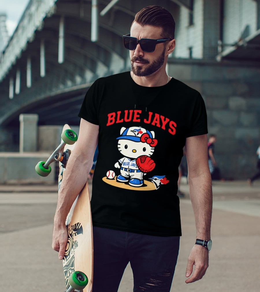 Hello Kitty Toronto Blue Jays Collaboration Baseball Cute Character Merchandise T-Shirt
