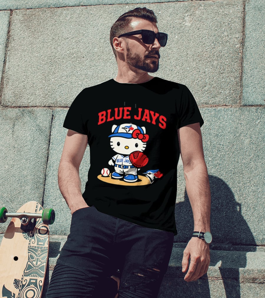 Hello Kitty Toronto Blue Jays Collaboration Baseball Cute Character Merchandise T-Shirt