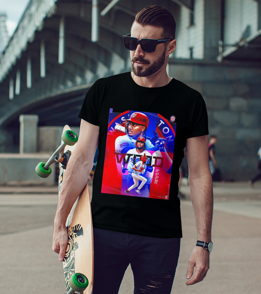 James Wood Washington Nationals .272 AVG .398 OBP 30 HR Collage T-Shirt