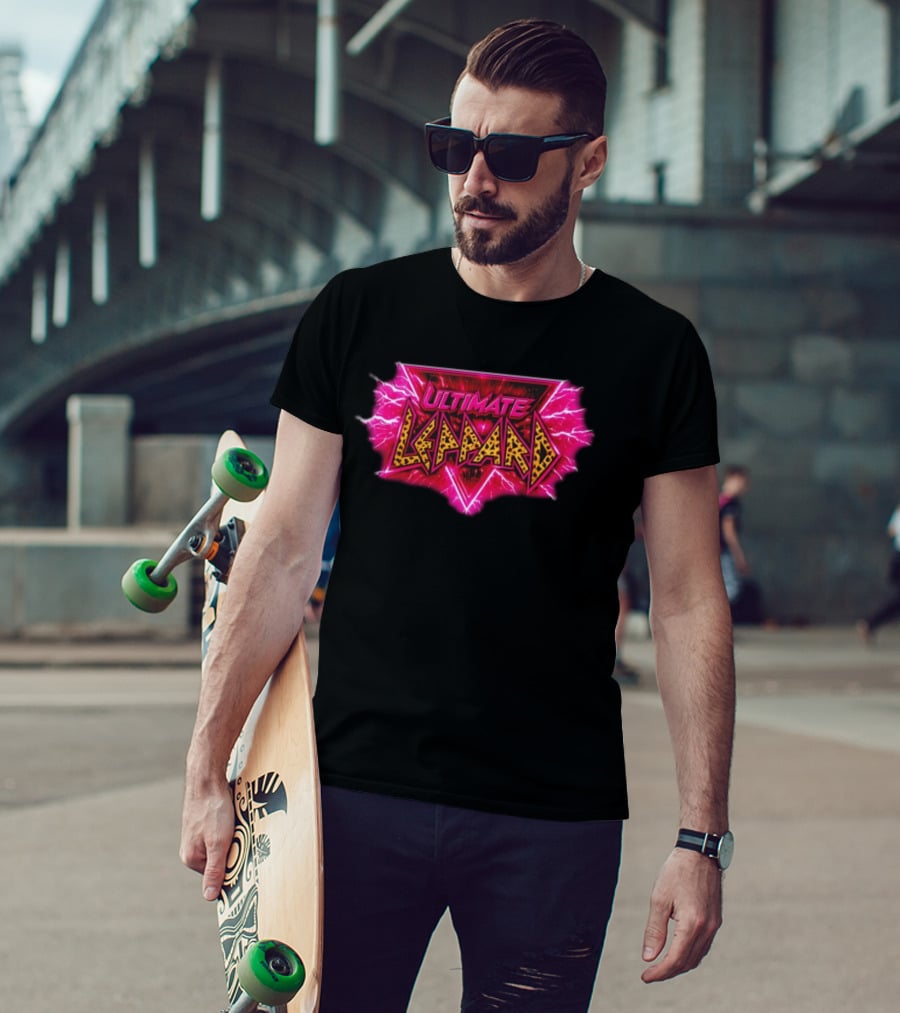 Def Leppard Ultimate Leppard Pink Lightning Leopard Print T-Shirt